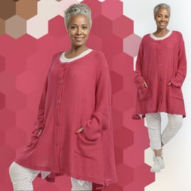 AKH gebreide oversized A-lijn katoen vest/blazer apart stretch