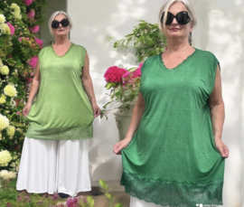 ITALIA oversized de modieuze kleuring viscose tricot top/tuniek met KANT apart/in meerdere kleuren