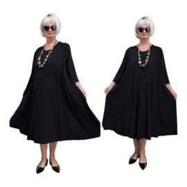 Naveed  viscose jersey A-lijn jurk stretch zwart