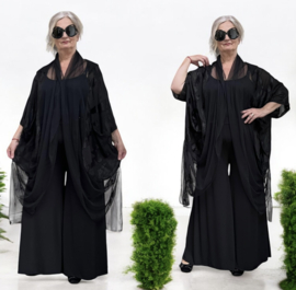 BLACK H-4 oversized chique vest/tuniek apart zwart