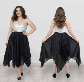 Moonshine oversized katoen mix rok met KANT zwart
