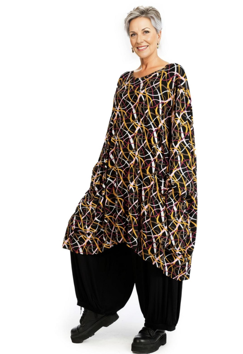 AKH oversized viscose tricot  A-lijn tuniek  apart stretch