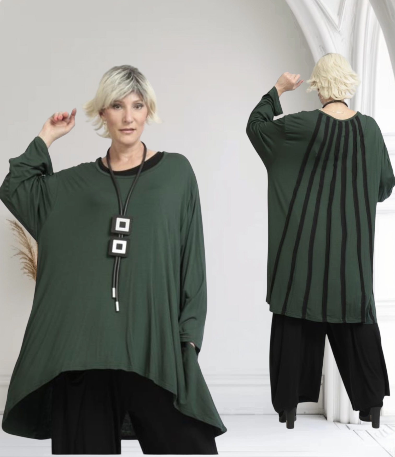 AKH oversized viscose tricot  A-lijn tuniek apart stretch