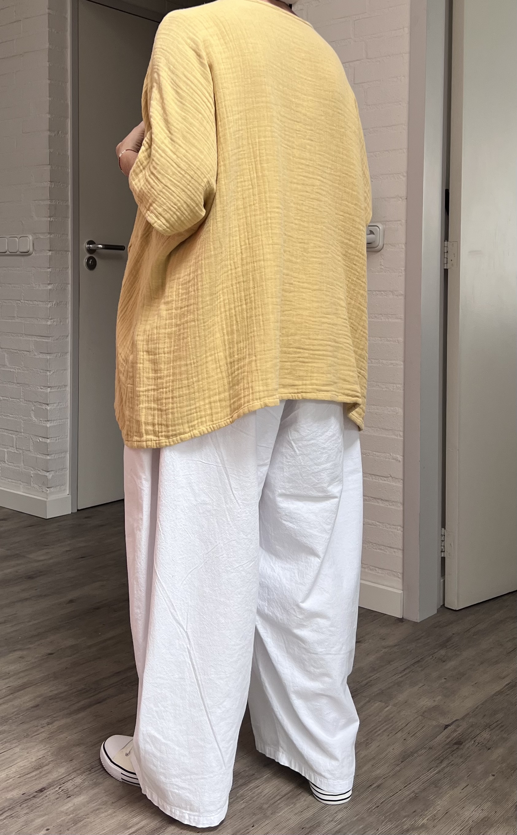 KEKOO design oversized katoen/linnen  mousseline top