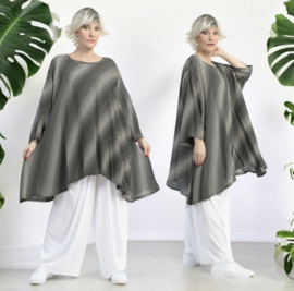 AKH oversized viscose A-lijn tuniek apart zwart/wit