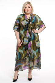 DIVAS PLANET oversized viscose jurk  met inzet van tule