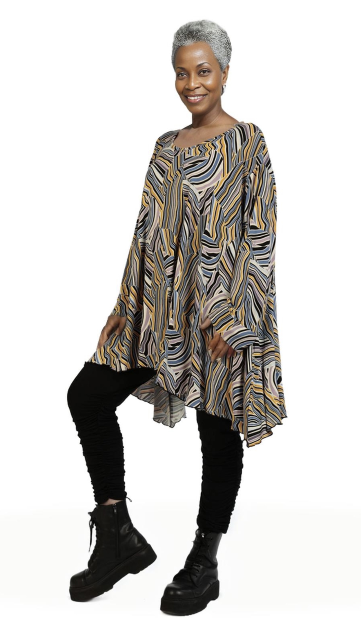 AKH oversized viscose tricot A-lijn tuniek  apart stretch
