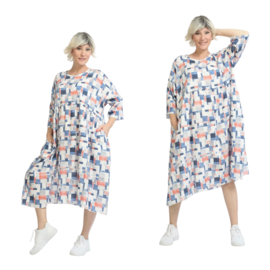 AKH oversized viscose/linnen A-lijn jurk/tuniek met zakken apart 