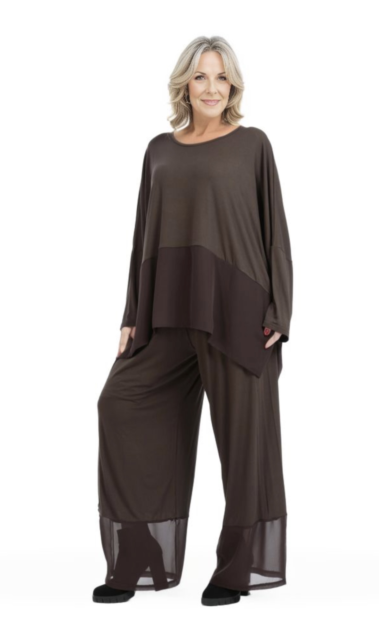 AKH viscose A-lijn top met chiffon stof apart stretch