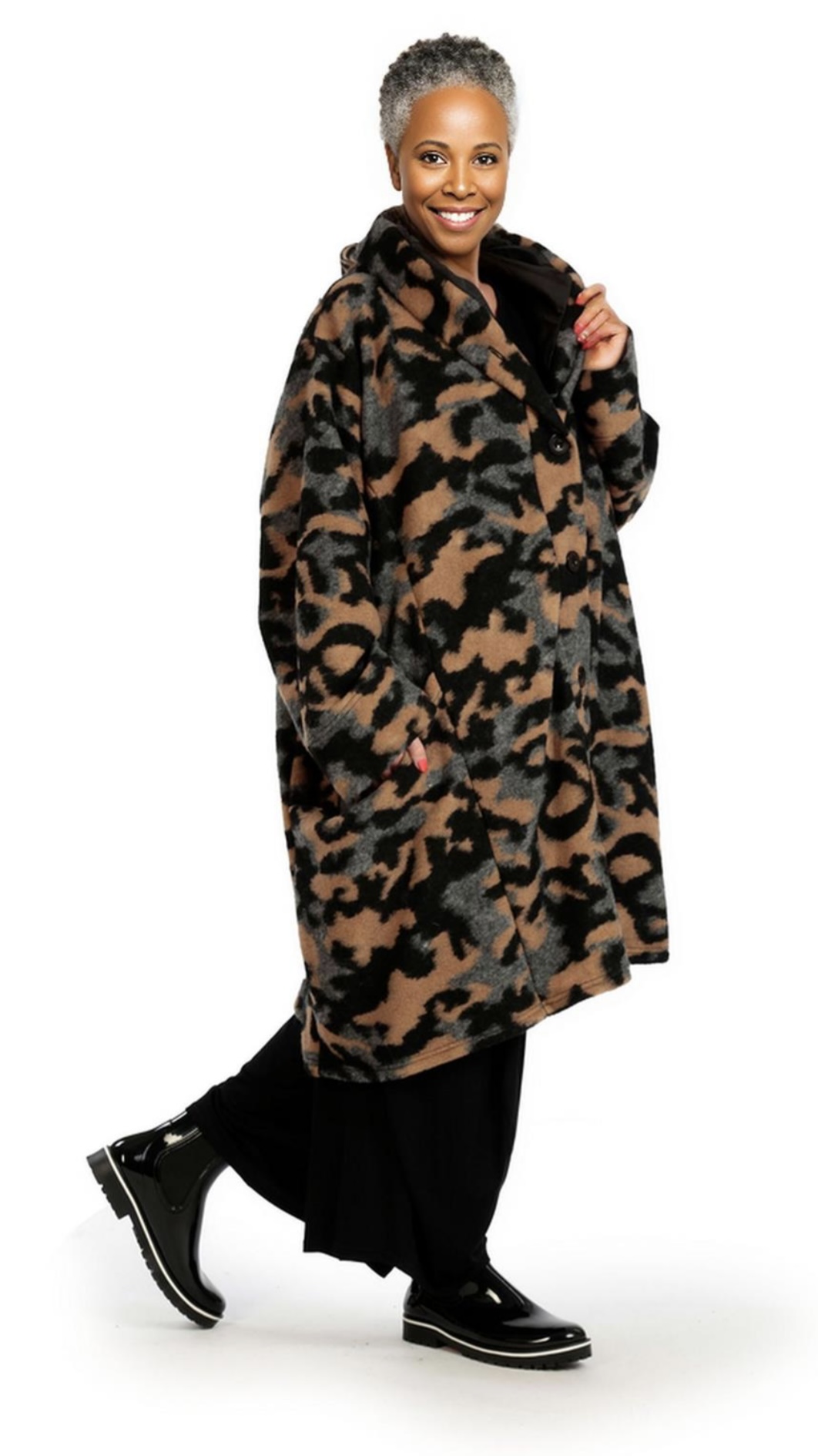 AKH oversized wollen winterjas/mantel  gevoerd