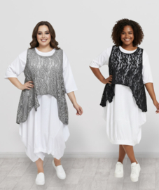 Moonshine oversized de modieuze kleuring  katoen KANTEN top apart stretch /in meerdere kleuren