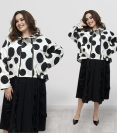 158C katoen mix blazer/vest/wit/zwart stretch