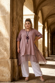LUUKAA de modieuze kleuring oversized katoen  A-lijn jurk/jurk met tule/ stretch