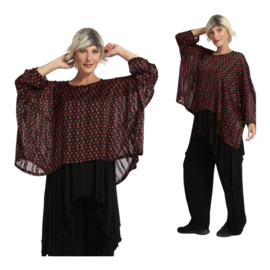 AKH chique chiffon oversized top/ apart zwart/rood