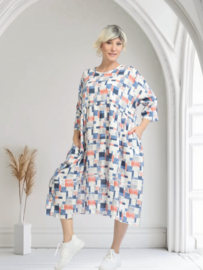 AKH oversized viscose/linnen A-lijn jurk/tuniek met zakken apart 