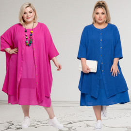 New Collectio oversized linnen A-lijn jurk + katoen blazer /in meerdere kleuren