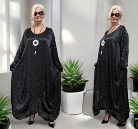 Divas planet viscose A-lijn jurk zwart