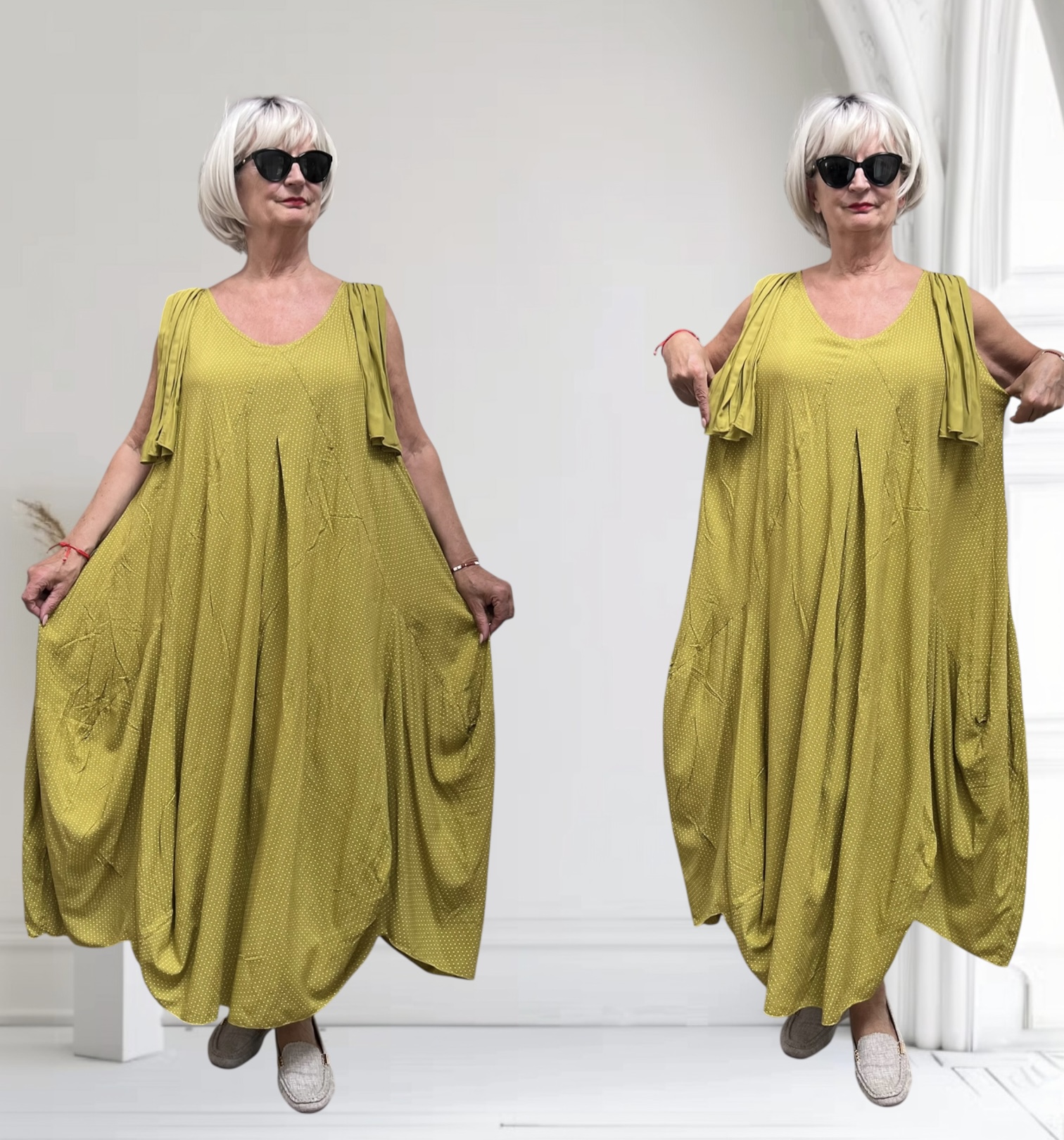LUUKAA oversized viscose A-lijn jurk/apart