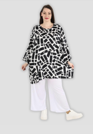 AKH oversized viscose tuniek/top zwart/wit  apart