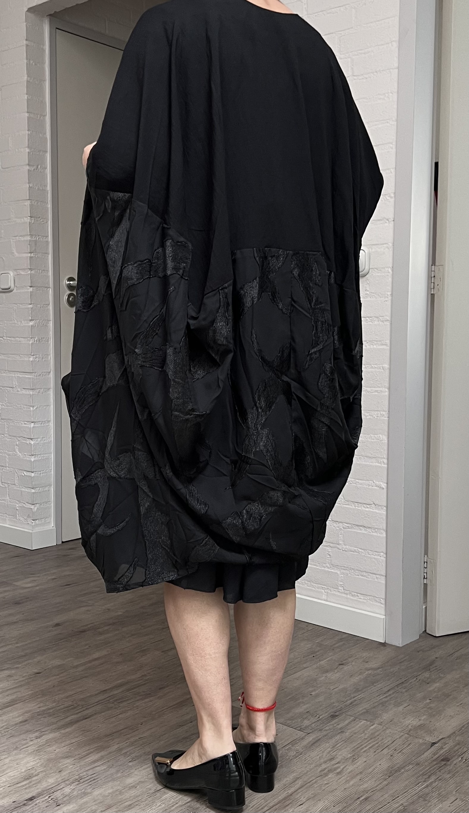 H-4  katoen viscose vest/blazer met tule /zwart