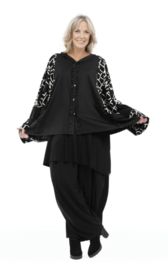 AKH oversized viscose A-lijn vest/blazer  apart zwart/grijs stretch