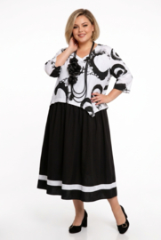 SINNE design.. A-lijn viscose jurk zwart/wit