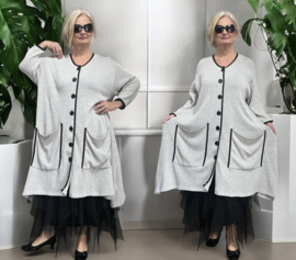 AKH gebreide oversized katoen A-lijn vest/blazer apart stretch
