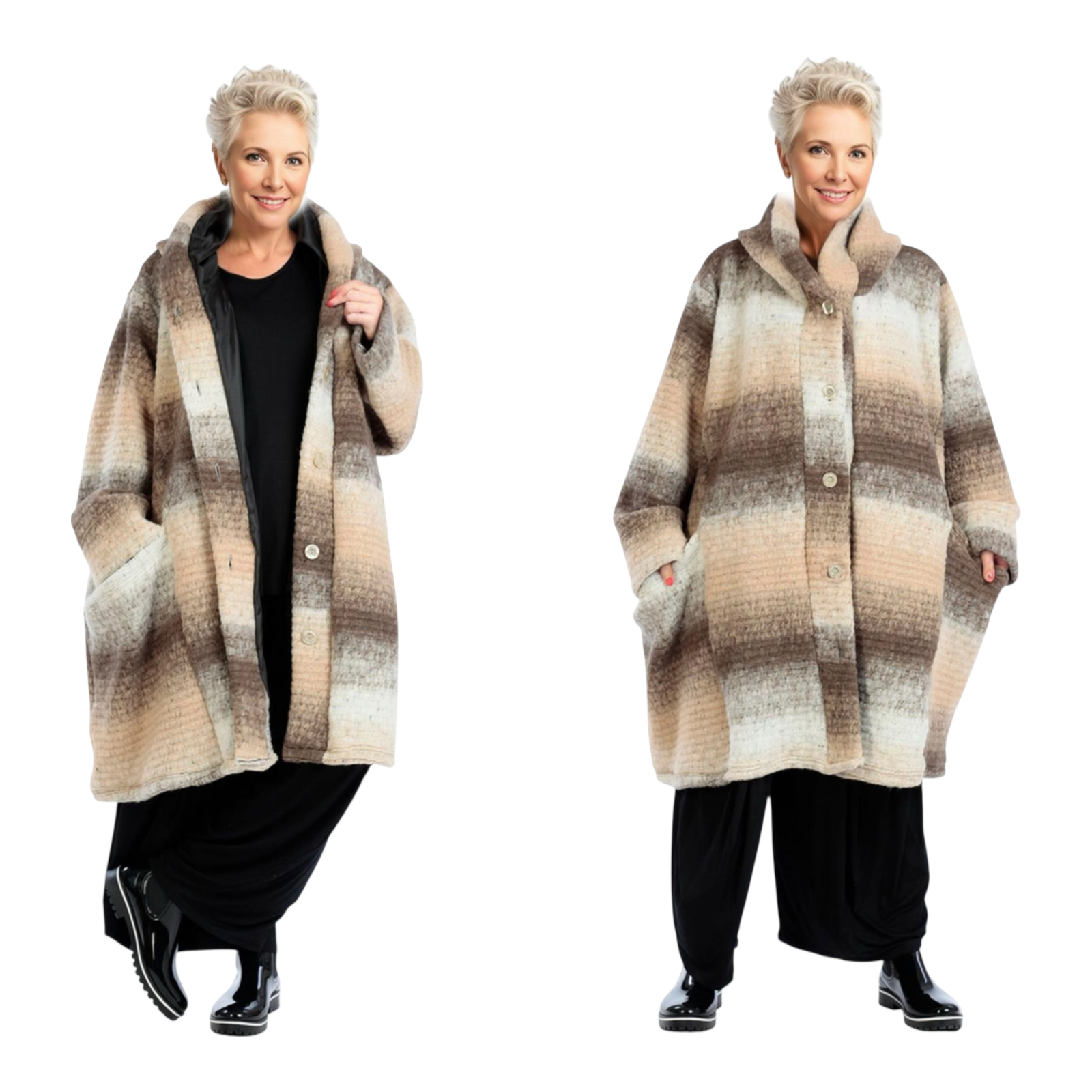 AKH oversized wollen winterjas/mantel  gevoerd