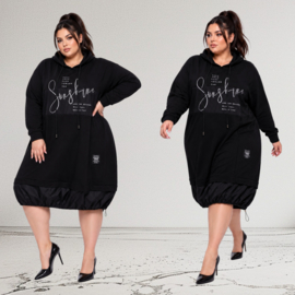 ITALIA MODA oversized katoen ballon jurk stretch zwart