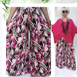 ITALY Mode jersey viscose  wijde broek apart /zeer rekbaar