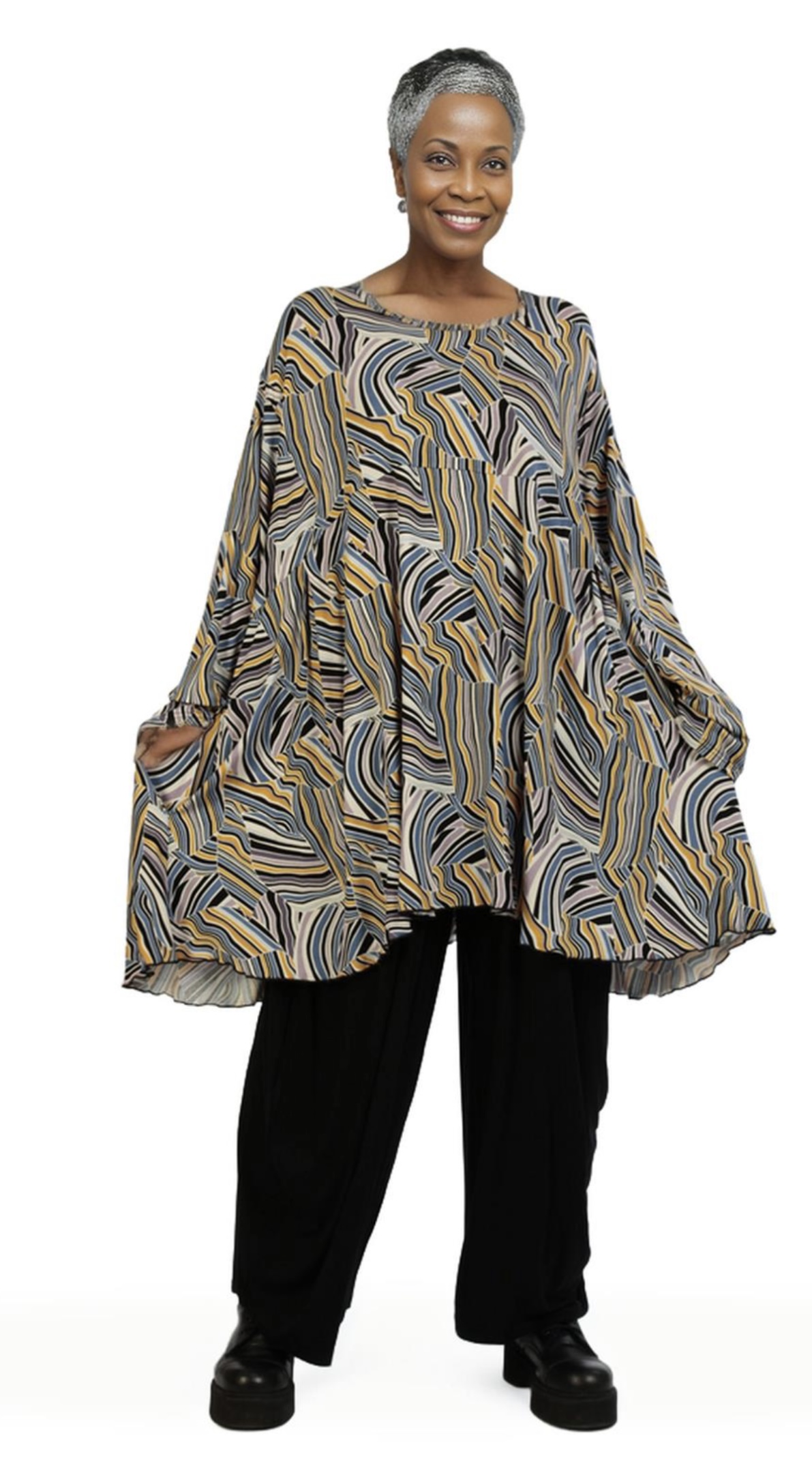 AKH oversized viscose tricot A-lijn tuniek  apart stretch