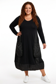 Vincenzo Allocca katoen A-lijn jurk met inzet van taft/zwart apart stretch