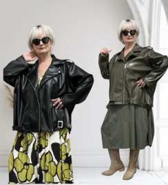 NEW COLLECTION oversized  eco leder jas met ritssluiting  stretch  /in meerdere kleuren