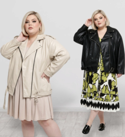 NEW COLLECTION oversized  eco leder jas met ritssluiting  stretch  /in meerdere kleuren