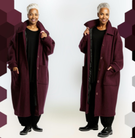AKH oversized lange wollen winterjas/mantel  gevoerd