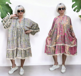 ITALIA MODA viscose/zijde BOHO A-lijn jurk /in meerdere kleuren