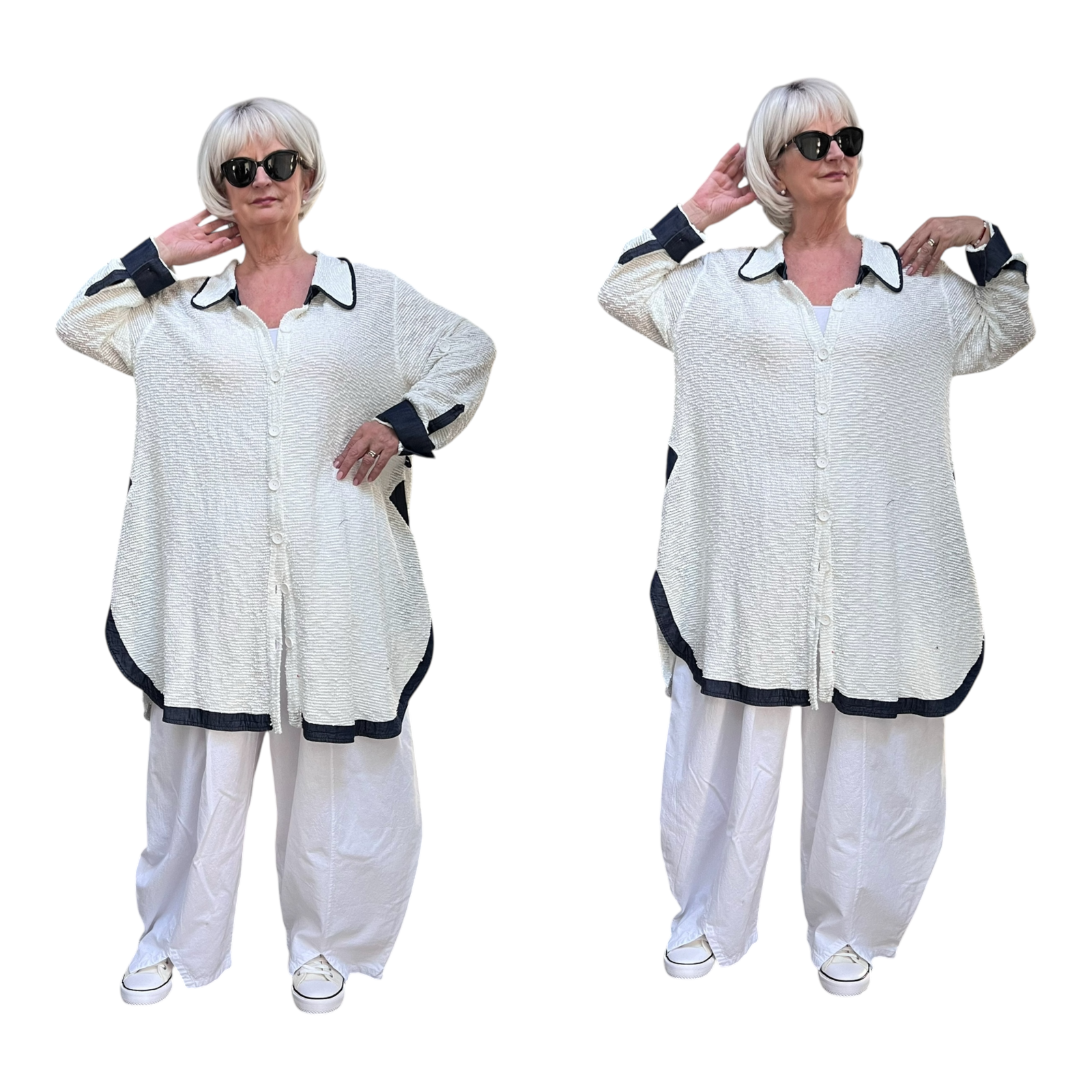 KEKOO design  oversized katoen vest/blazer wit/stretch 