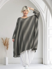 AKH oversized viscose A-lijn tuniek apart zwart/wit