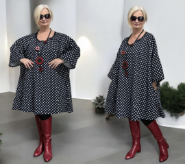 Eva oversized katoen linnen look jurk met zakken apart donkerblauw