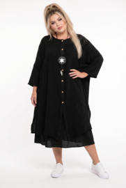 New Collectio oversized linnen A-lijn jurk + katoen blazer /in meerdere kleuren
