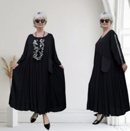 Vincenzo Allocca oversized katoen A-lijn jurk apart zwart/stretch
