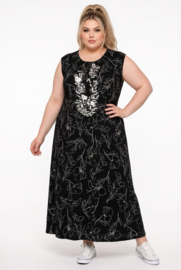 AKH oversized katoen/viscose A-lijn jurk met zakken /apart/zwart/wit