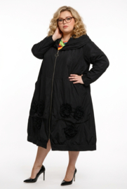 Moonshine oversized A-lijn tussenjas waterbestendig zwart