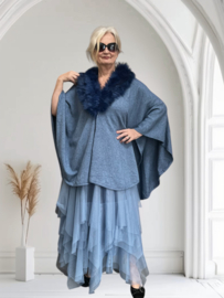 ITALIA MODA viscose omslagdoek/poncho/vest  met bont/in meerdere kleuren
