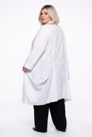 Moonshine katoen A-lijn blazer/vest/hemd apart stretch/wit