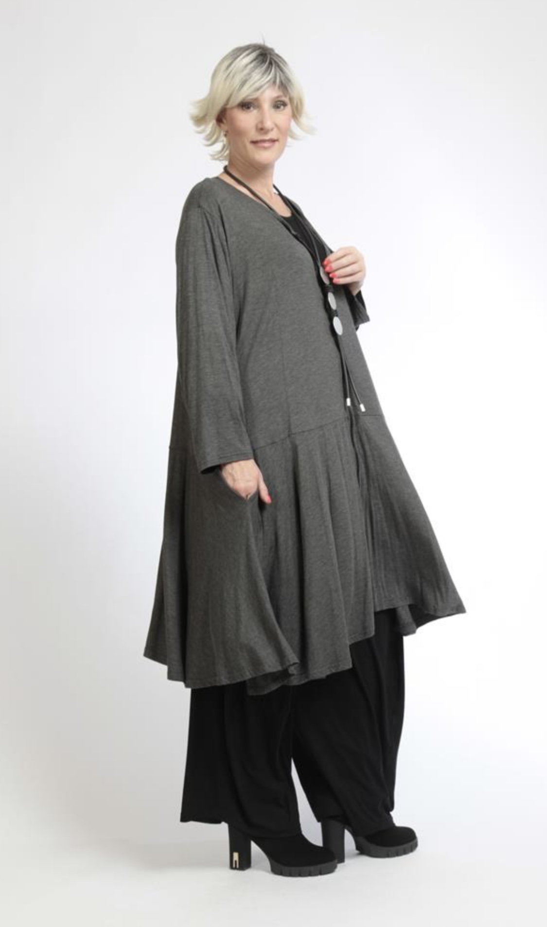 AKH oversized viscose A-lijn blazer met ritssluiting apart stretch