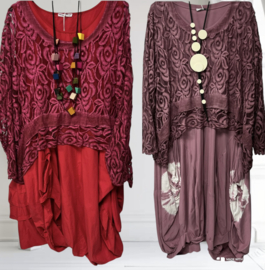 Moonshine oversized de modieuze kleuring  katoen KANTEN top apart stretch /in meerdere kleuren