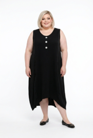 Moonshine katoen ballon jurk stretch zwart