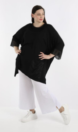 AKH oversized viscose tuniek/jurk  met inzet van tule/apart stretch  zwart