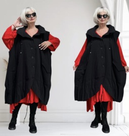 KEKOO design oversized gewatteerde A-lijn mouwloze jas zwart